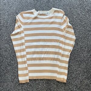 Polo Jeans Co. Ralph Lauren Women’s Striped Khaki/White Crew Sweater Size Medium